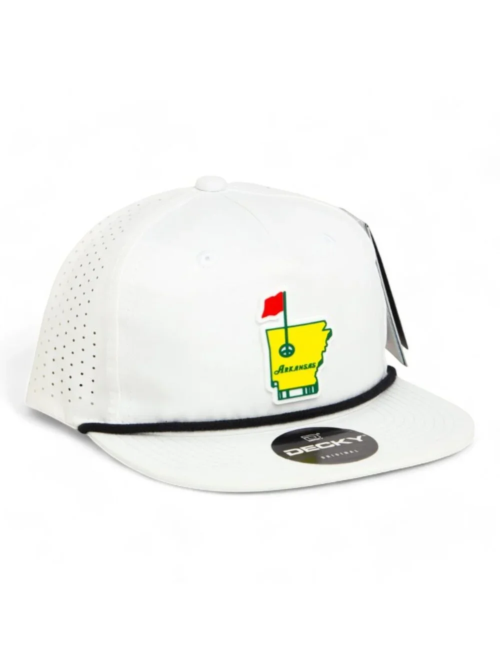 Arkansas Masters Golf 3D Perforated Rope Hat- White/ Black